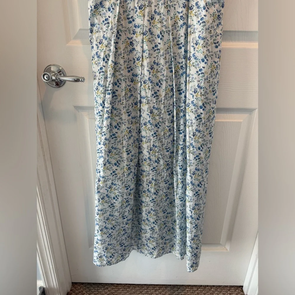 Mona Thalheimer Blue ditzy floral empire waist 100% cotton maxi dress size small - Picture 7 of 16